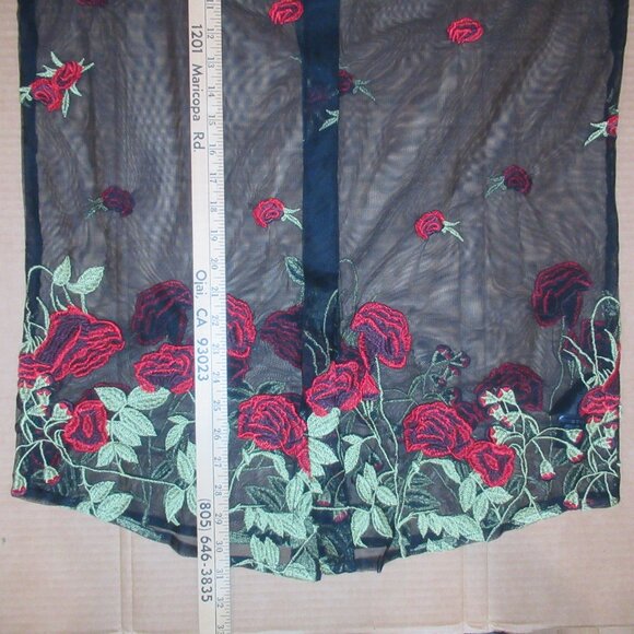 ASOS Design Sheer Embroidered Rose Button-Up | Size L - Picture 7 of 13